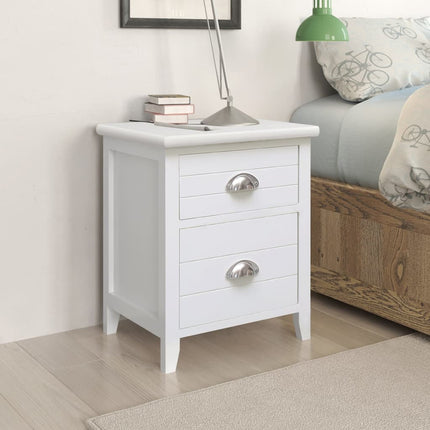 Table De Chevet 2 Pcs Avec 2 Tiroirs Gris Et Blanc