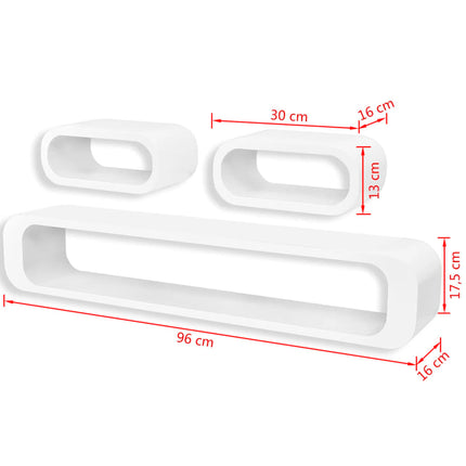 3 Étagères Cubes Suspendues Mdf Stockage Livre/Dvd