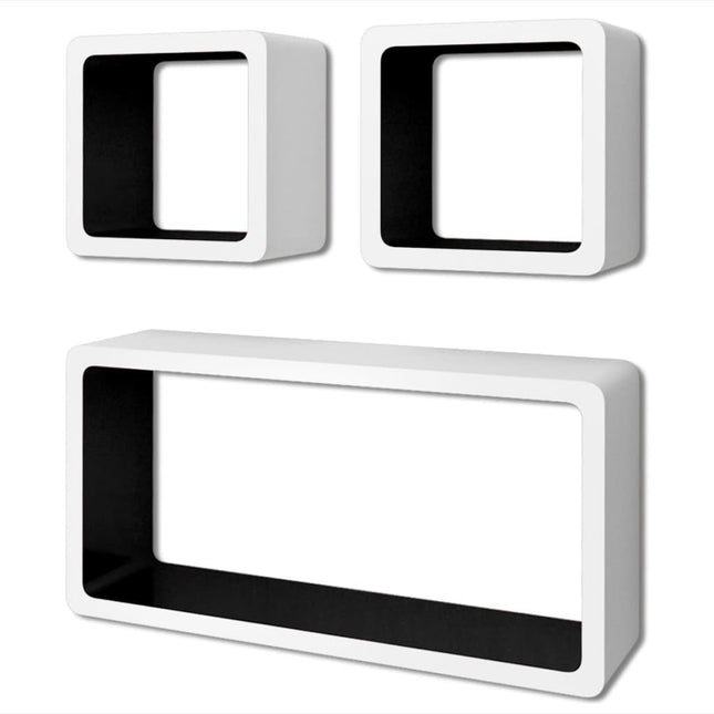 3 Étagères Cubes Murales Et En Mdf Blanc- Pour Dvd/Livres