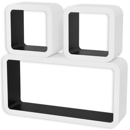 3 Étagères Cubes Murales Et En Mdf Blanc- Pour Dvd/Livres