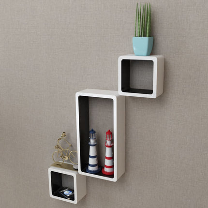 3 Étagères Cubes Murales Et En Mdf Blanc- Pour Dvd/Livres