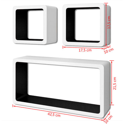 3 Étagères Cubes Murales Et En Mdf Blanc- Pour Dvd/Livres