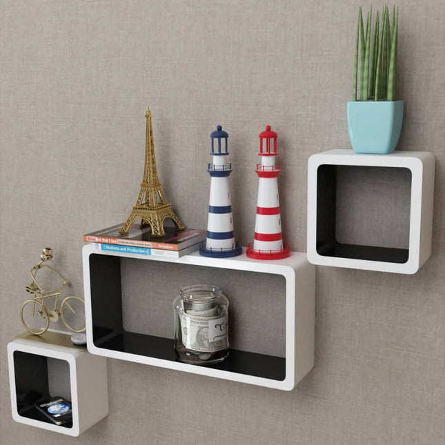 3 Étagères Cubes Murales Et En Mdf Blanc- Pour Dvd/Livres