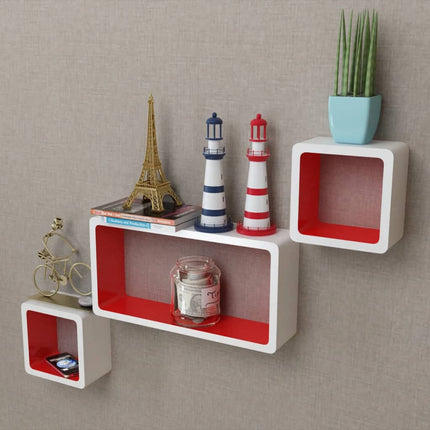 3 Étagères Cubes Murales Et En Mdf Blanc- Pour Dvd/Livres