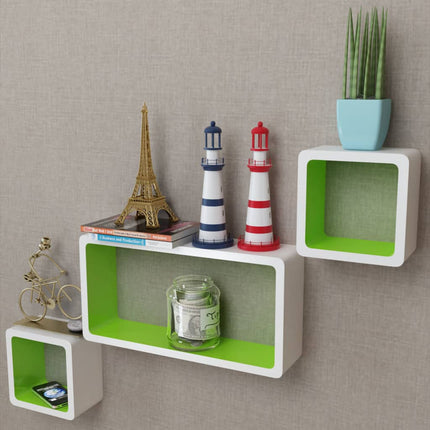 3 Étagères Cubes Murales Et En Mdf Blanc- Pour Dvd/Livres