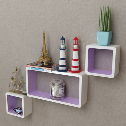 3 Étagères Cubes Murales Et En Mdf Blanc- Pour Dvd/Livres