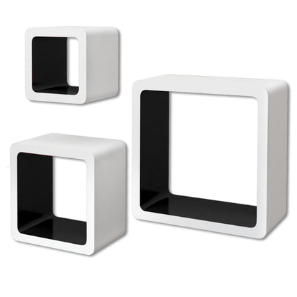 3 Étagères Cubes Murales Et En Mdf Blanc- Pour Livres/Dvd