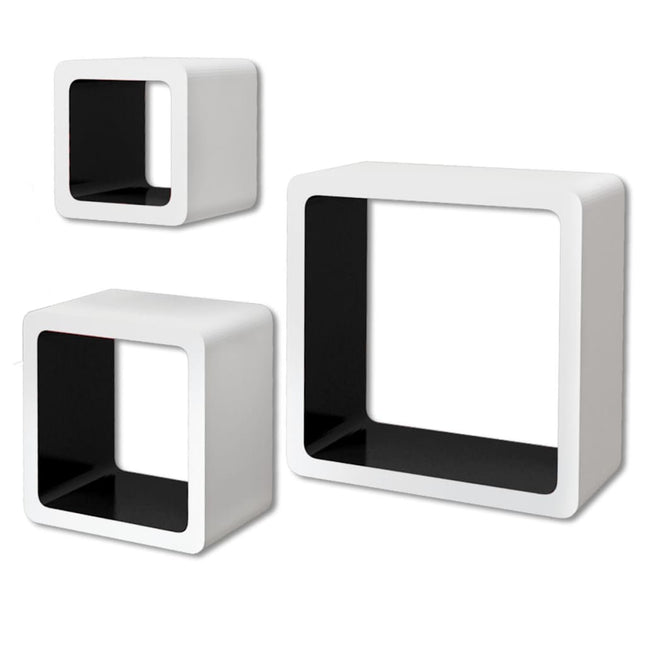 3 Étagères Cubes Murales Et En Mdf Blanc- Pour Livres/Dvd