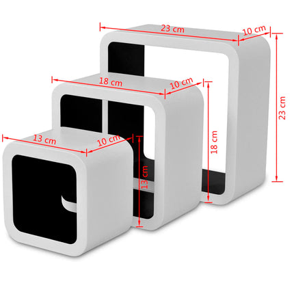 3 Étagères Cubes Murales Et En Mdf Blanc- Pour Livres/Dvd