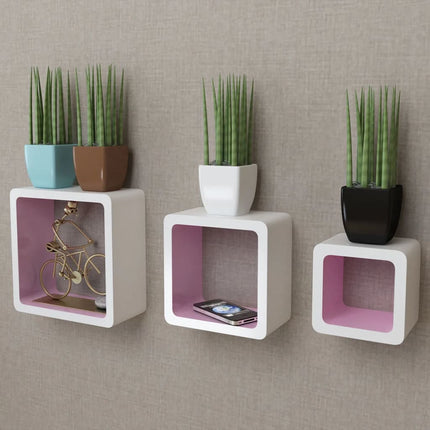 3 Étagères Cubes Murales Et En Mdf Blanc- Pour Livres/Dvd