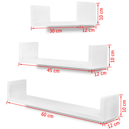 Étagères Murales 3 Pcs Forme De U Mdf