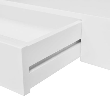 Étagère Murale Avec 1 Tiroir Mdf Rangement De Livres/Dvd Blanc
