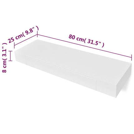 Étagère Murale Avec 1 Tiroir Mdf Rangement De Livres/Dvd Blanc