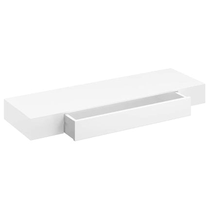 Étagère Murale Avec 1 Tiroir Mdf Rangement De Livres/Dvd Blanc