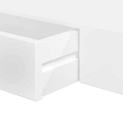 Étagère Murale Avec 1 Tiroir Mdf Rangement De Livres/Dvd Blanc