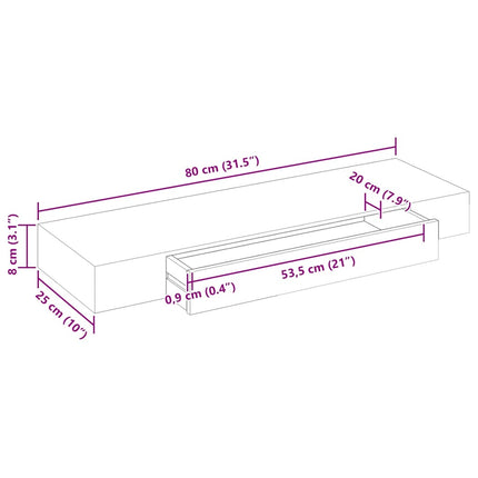 Étagère Murale Avec 1 Tiroir Mdf Rangement De Livres/Dvd Blanc