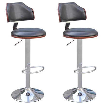 Tabourets De Bar Lot De 2 Cadre En Bois Courbé Cuir Synthétique