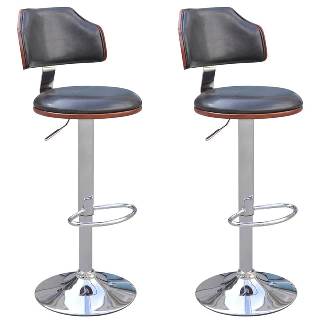 Tabourets De Bar Lot De 2 Cadre En Bois Courbé Cuir Synthétique