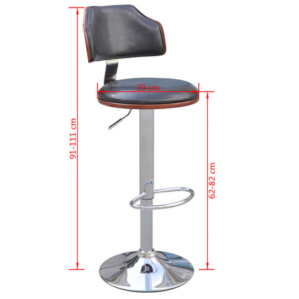 Tabourets De Bar Lot De 2 Cadre En Bois Courbé Cuir Synthétique