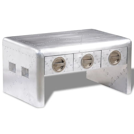 Table Basse 3 Tiroirs Vintage Style D'aviation