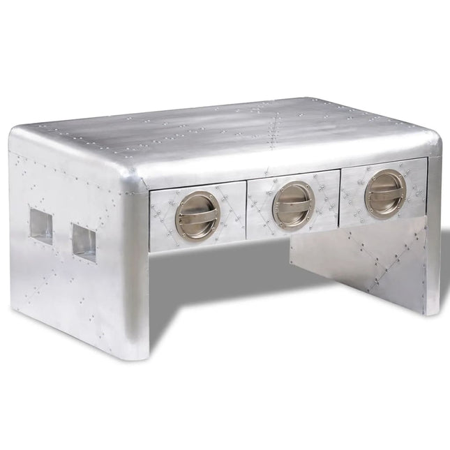 Table Basse 3 Tiroirs Vintage Style D'aviation