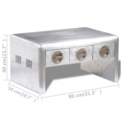 Table Basse 3 Tiroirs Vintage Style D'aviation
