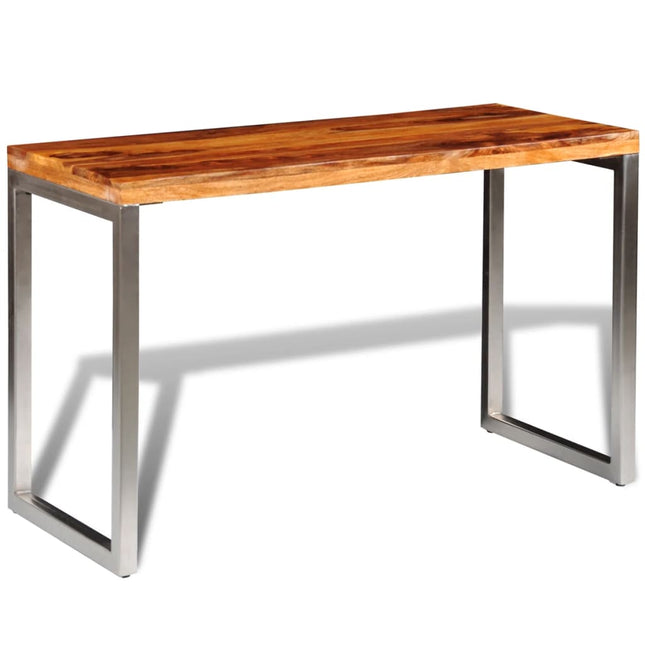 Table À Manger Avec Pieds En Acier Bois Massif