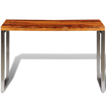Table À Manger Avec Pieds En Acier Bois Massif