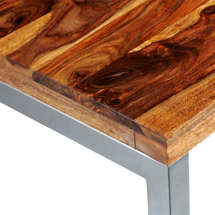 Table À Manger Avec Pieds En Acier Bois Massif