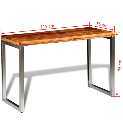 Table À Manger Avec Pieds En Acier Bois Massif