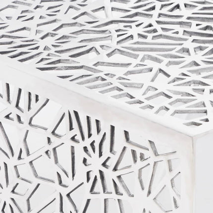 Table Basse Argentée Design Géométrique Aluminium