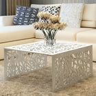 Table Basse Argentée Design Géométrique Aluminium