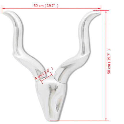 Décoration Murale En Forme De Tête De Gazelle En Aluminium Argent 50Cm