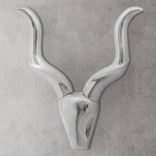 Décoration Murale En Forme De Tête De Gazelle En Aluminium Argent 50Cm