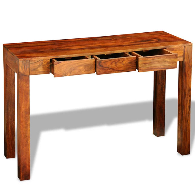 Table Console Avec 3 Tiroirs 80 Cm Bois Massif Blanc