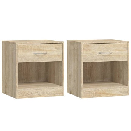 Table De Chevet 2 Pcs Avec Tiroir Couleur De Chêne