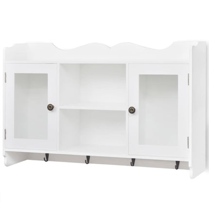 Vitrine Murale Avec Étagère De Livre / Dvd / Verre En Mdf Blanc Blanc