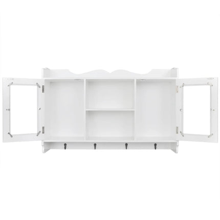Vitrine Murale Avec Étagère De Livre / Dvd / Verre En Mdf Blanc Blanc