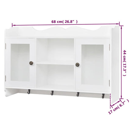 Vitrine Murale Avec Étagère De Livre / Dvd / Verre En Mdf Blanc Blanc