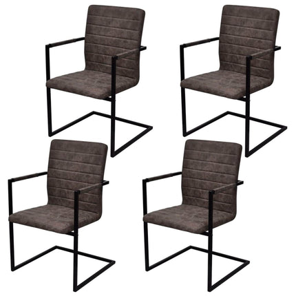 Chaises À Manger Cantilever Lot De 4 Marron Similicuir
