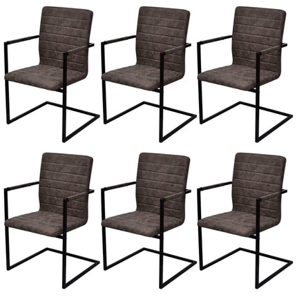 Chaises À Manger Cantilever Lot De 4 Marron Similicuir