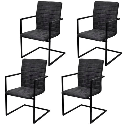 Chaises À Manger Cantilever Lot De 4 Marron Similicuir