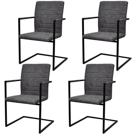 Chaises À Manger Cantilever Lot De 4 Marron Similicuir
