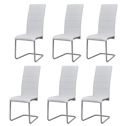 Chaises À Manger Cantilever Lot De 6 Blanc Similicuir