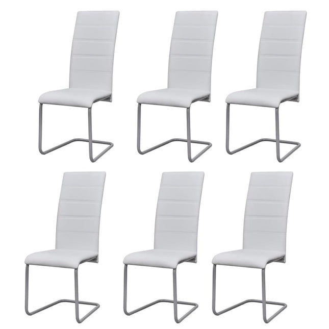 Chaises À Manger Cantilever Lot De 6 Blanc Similicuir