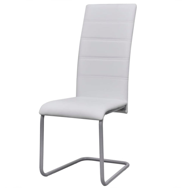 Chaises À Manger Cantilever Lot De 6 Blanc Similicuir