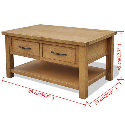 Table Basse 88X53X45 Cm Bois De Chêne Massif