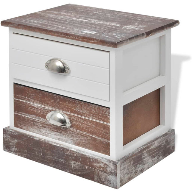 Table De Chevet Marron Et Blanc