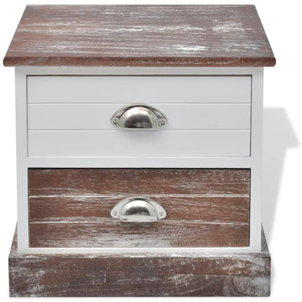Table De Chevet Marron Et Blanc