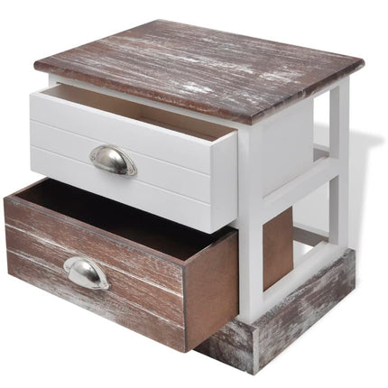 Table De Chevet Marron Et Blanc
